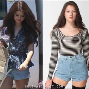 American Apparel Denim High-Waist Cuff Short